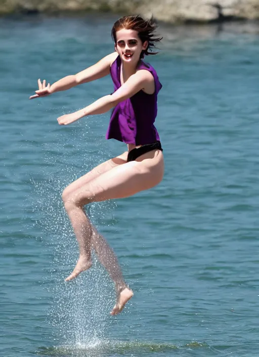 Image similar to emma watson jumping on water