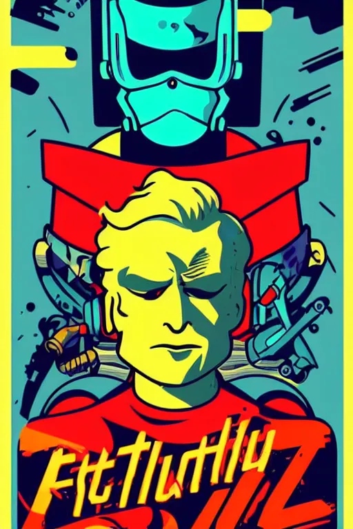 Image similar to fallout 7 6 retro futurist illustration art by butcher billy, sticker, colorful, illustration, highly detailed, simple, smooth and clean vector curves, no jagged lines, vector art, smooth andy warhol style