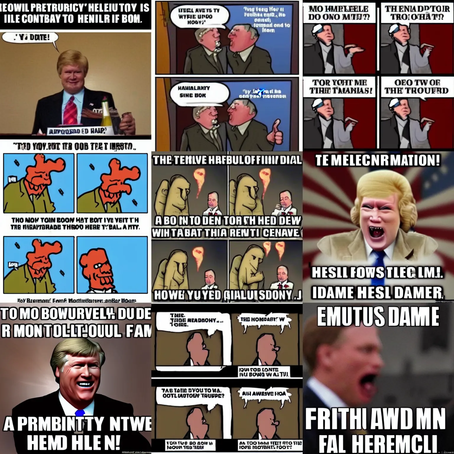 Prompt: a hilarious conservative republican hell damnation meme, iFunny Impact font bottom text