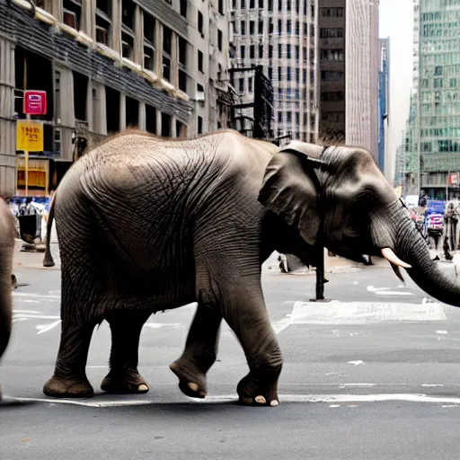 Prompt: Elephants stampeding in New York City