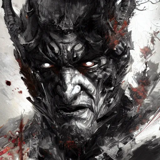 Image similar to hell warrior, demonic, painting by greg ruthowski, yoji shinkawa, yoshikata amano, alphonse murac, craig mullins, beautiful artwork, highly detailed and intricate, award - winning, collaborative artwork, detailed, 4 k, 8 k, artstation