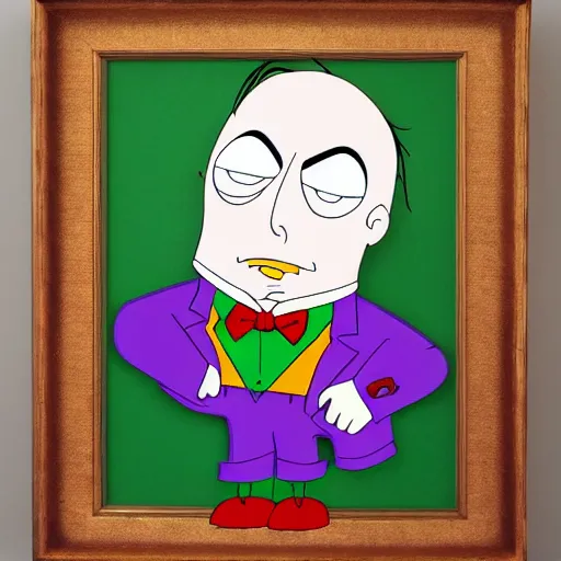 Prompt: The joker in family guy, authentic style, very intricate, very detailed,