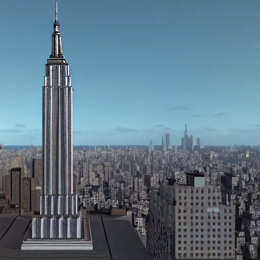 Image similar to 3 d render of a building, octane render, blender 3 d, empire state building model