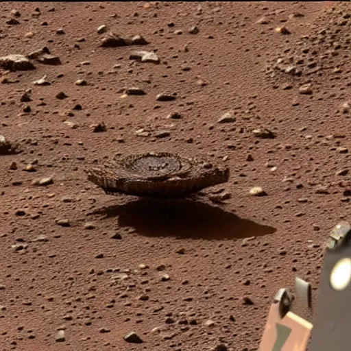 Image similar to unsettling mysterious fungus creature crawling in mars rover photo