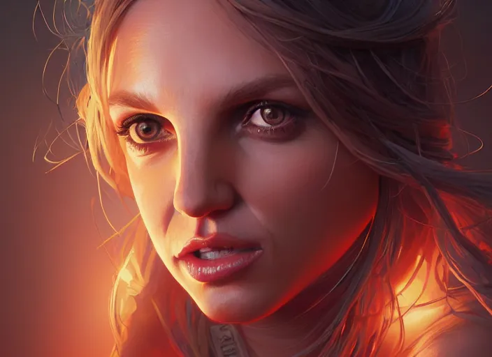 Image similar to highly detailed portrait of britney spears, stephen bliss, unreal engine, fantasy art by greg rutkowski, loish, rhads, ferdinand knab, makoto shinkai and lois van baarle, ilya kuvshinov, rossdraws, tom bagshaw, global illumination, radiant light, detailed and intricate environment