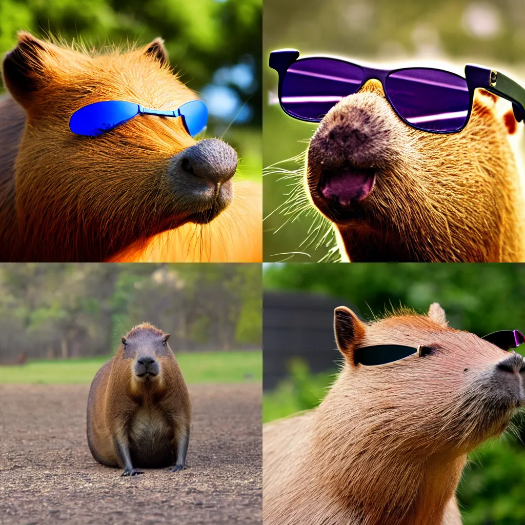 Prompt: Photo Of A Capybara With Sunglasses, Photorealistic