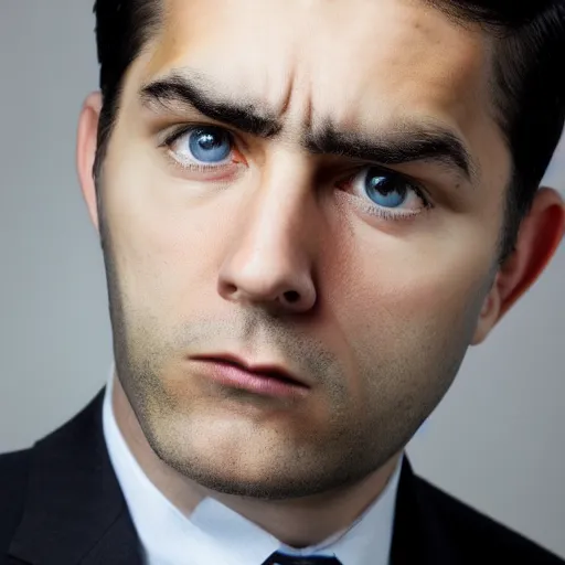 Image similar to very serious man looking straight to the camera