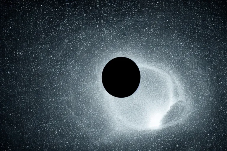 Image similar to a blackhole on the sky above a landscape