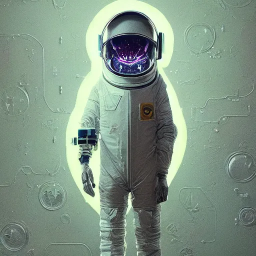 Image similar to portrait of a squid monster astronaut, in a 1970s livingroom , full body portrait, well lit, intricate abstract. cyberpunk, intricate artwork, by Tooth Wu, wlop, beeple. octane render, trending on artstation, greg rutkowski very coherent symmetrical artwork. cinematic, hyper realism, high detail, octane render, 8k, minimalistic, hyperrealistic surrealism, award winning masterpiece with incredible details, a surreal vaporwave liminal space, highly detailed, trending on ArtStation