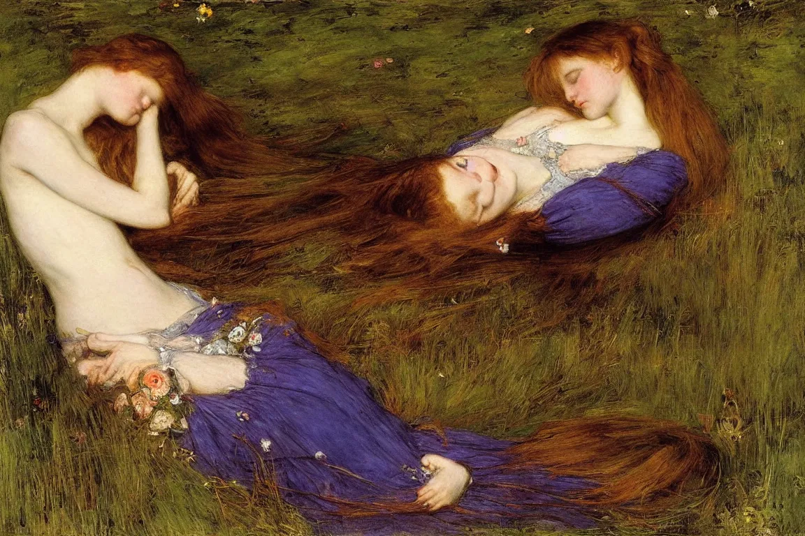 Image similar to Ophelia by John Everett Millais.