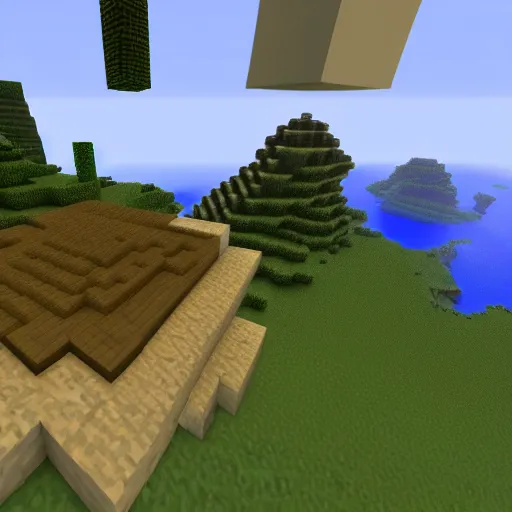 Image similar to minecraft aether mod, minecraft heaven, flying island