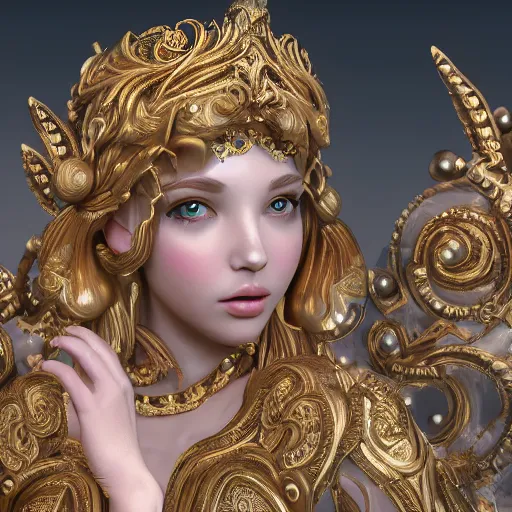 Prompt: godly princess, ornate and intricate, hyper detailed, octane render, 4 k