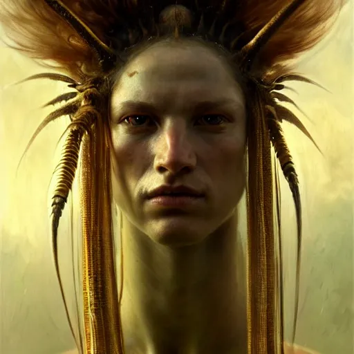 Image similar to a portrait of a white centipede warrior, high detail, cleary see face by gaston bussiere, bayard wu, greg rutkowski, giger, maxim verehin, greg rutkowski, masterpiece, sharp focus, cinematic lightning - h 7 6 8