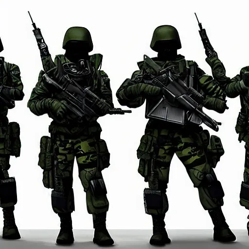 Image similar to a squad of futuristic soldiers wielding laser rifles