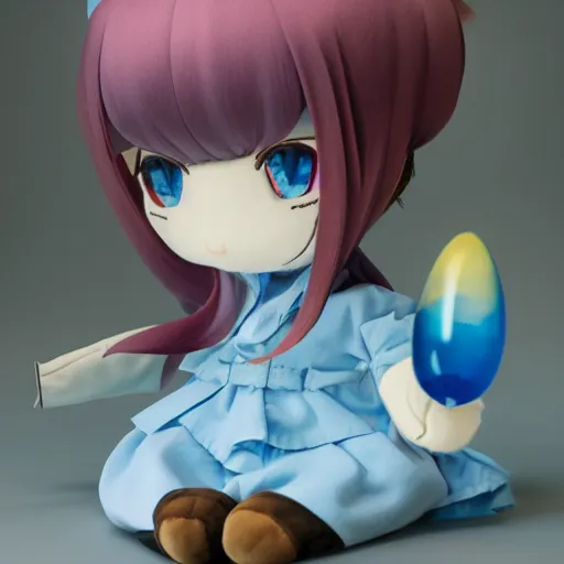 Image similar to cute pvc fumo plush of an elemental girl made of water, splash, refractive optics, vray