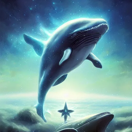 Prompt: space magical whale with multiple eyes, galaxy whale, epic fantasy style art, galaxy theme, eyes!, eyes!, eyes!, eyes, by Greg Rutkowski, hearthstone style art, 99% artistic