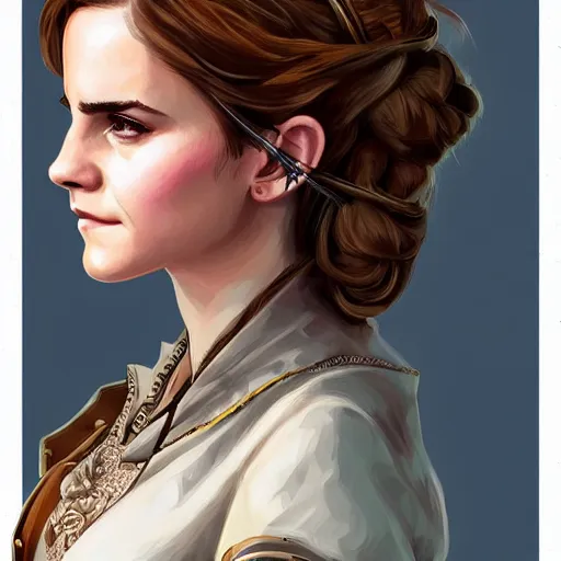 Image similar to Emma Watson as archer, cute, fantasy, intricate, elegant, highly detailed, centered, digital painting, artstation, concept art, smooth, sharp focus, illustration, art by AbyssWolf