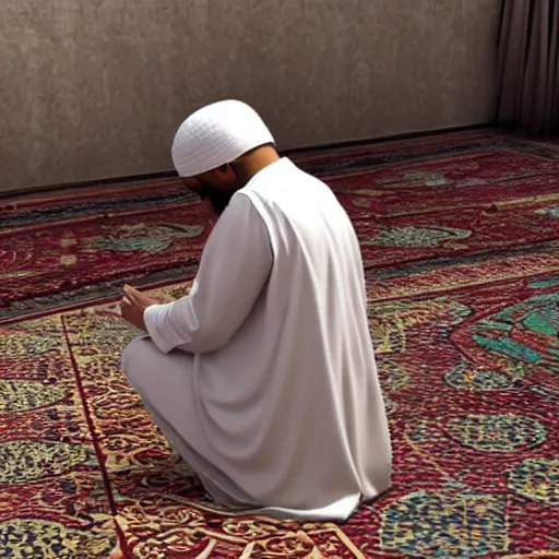 Prompt: muslim praying in the day of judgement 4 k quality super realistic