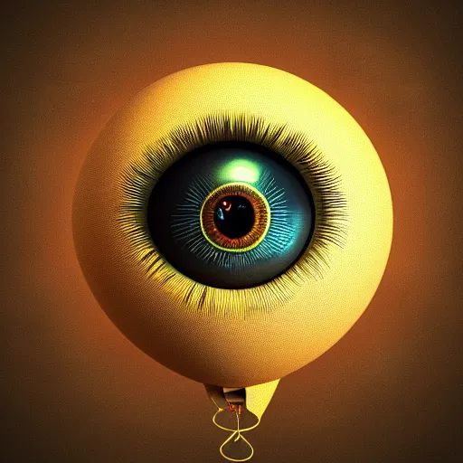 Prompt: ballon text, big eye, hyper realistic, photoreal render, octane render, trending on artstation