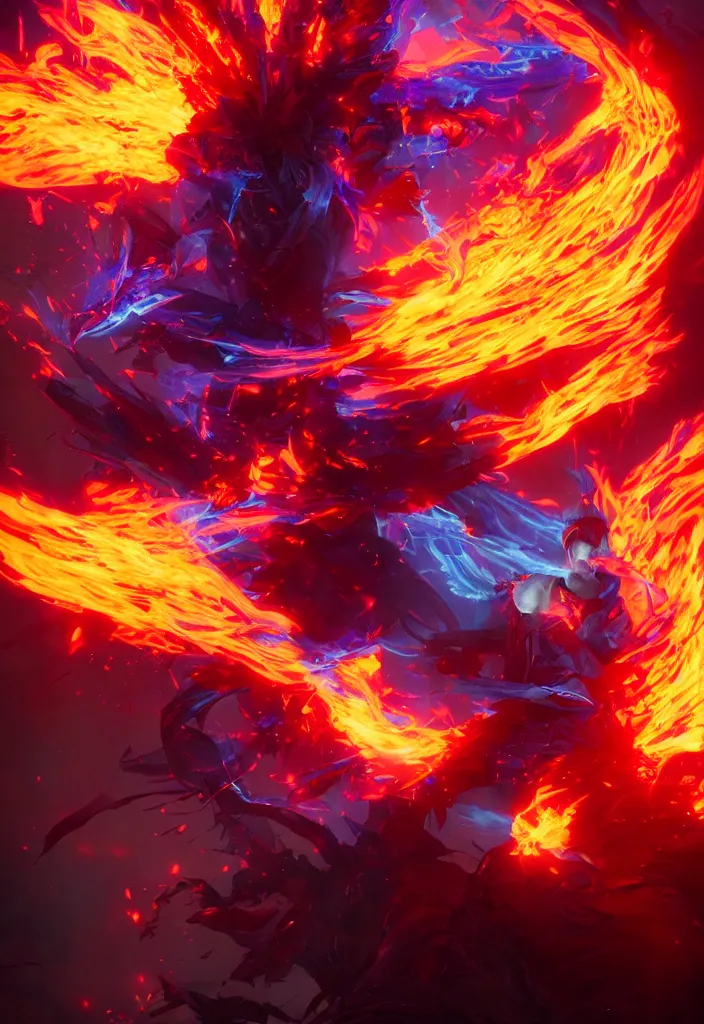 Prompt: a very pissed off mage engulfed in colorful flames by greg rutkowski, sung choi, mitchell mohrhauser, maciej kuciara, johnson ting, maxim verehin, peter konig, 8 k photorealistic, cinematic lighting, hd, high details,
