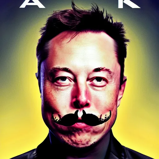 Prompt: a movie poster starring Elon Musk with a mustache as the evil mastermind supervillain, cinematic, 4k, award-winning