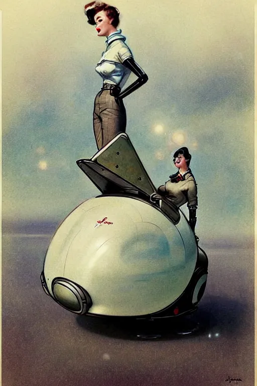 Image similar to ( ( ( ( ( 1 9 5 0 s retro future android robot mobile waitress hovercraft. muted colors., ) ) ) ) ) by jean - baptiste monge,!!!!!!!!!!!!!!!!!!!!!!!!!