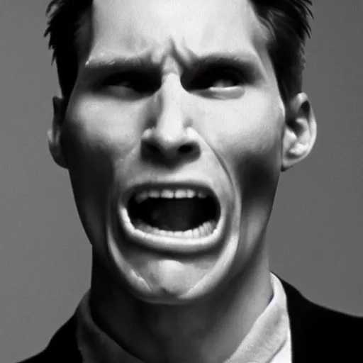 Image similar to Live Action Still of Jerma in Psycho, real life, hyperrealistic, ultra realistic, realistic, highly detailed, epic, HD quality, 8k resolution, body and headshot, film still