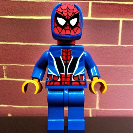 Prompt: a spiderman lego figure