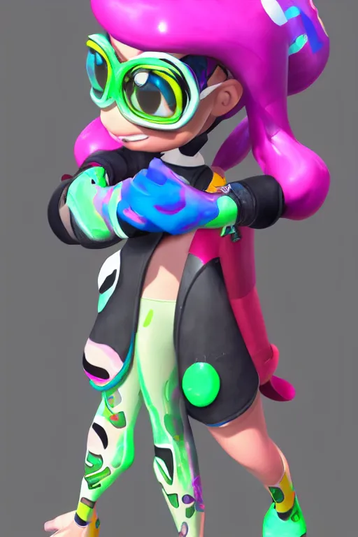 Image similar to a portrait of an inkling from splatoon, concept art, trending on artstation 3 d.