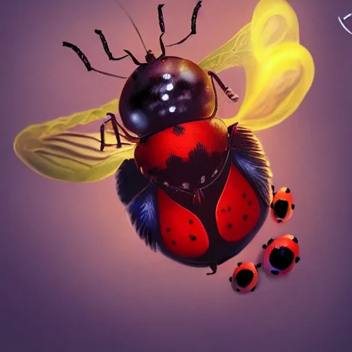 Image similar to a lady bug healer, digital art, artstation, high detail, centered, coherent, hdr