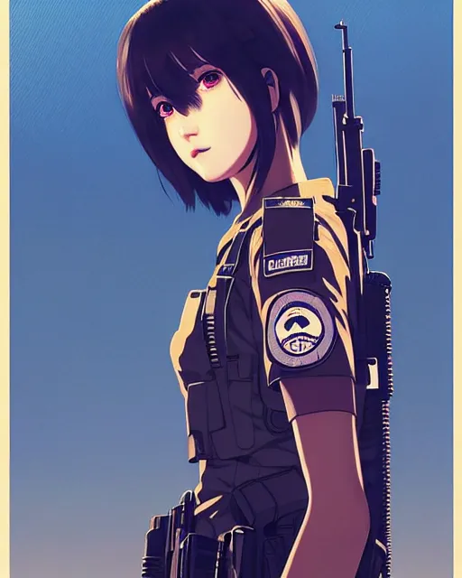 Image similar to girl wearing tactical gear | | very very anime!!!, fine - face, audrey plaza, realistic shaded perfect face, fine details. anime. realistic shaded lighting poster by ilya kuvshinov katsuhiro otomo ghost - in - the - shell, magali villeneuve, artgerm, jeremy lipkin and michael garmash and rob rey