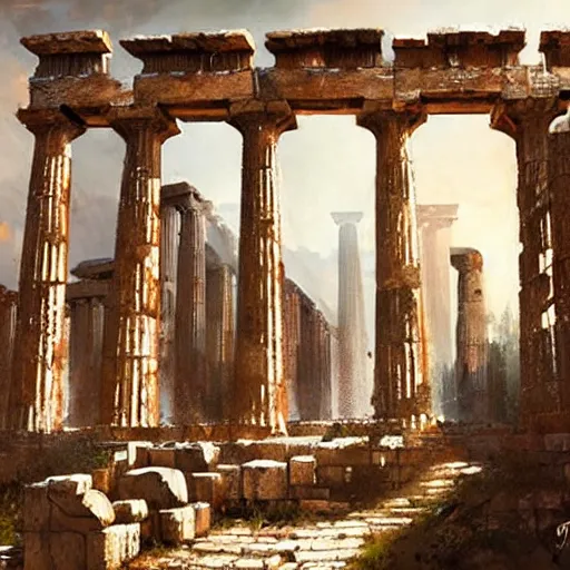Image similar to Ancient Greek Polis in the past by Greg Rutkowski