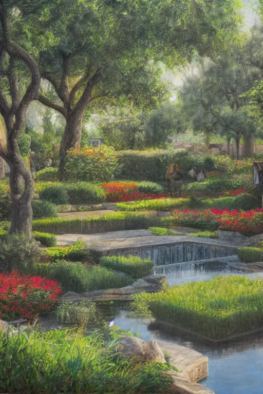 Image similar to mcgovern centennial gardens in houston, oil on canvas, intricate, landscape, 8 k highly professionally detailed, hdr, cgsociety