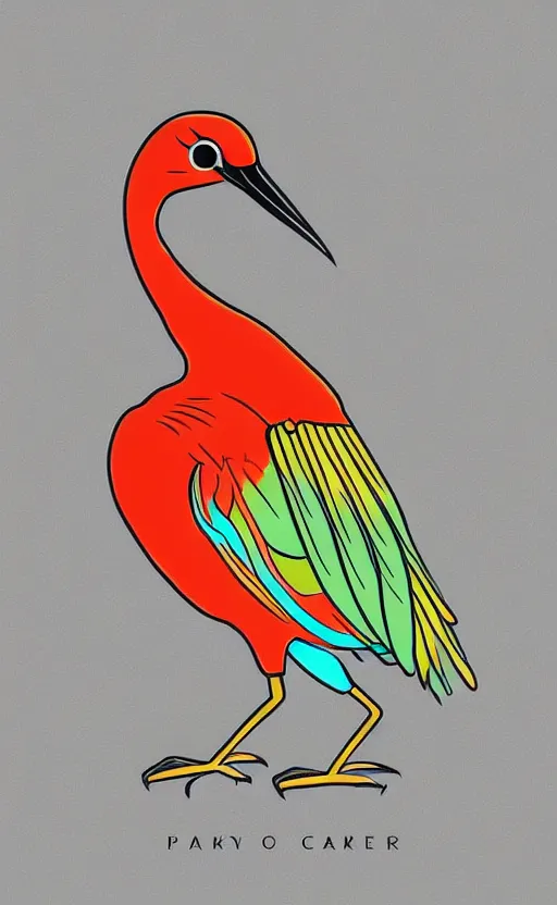 Image similar to fresh poker card design, vector, solid colors, japanese crane bird in the middle, vivid colors, clean elements, trending on kickstarter