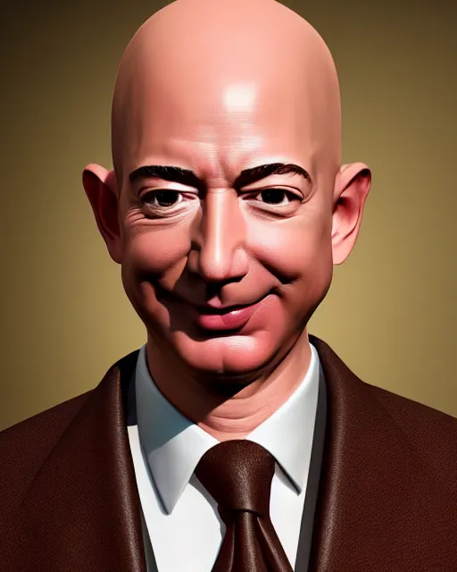 Image similar to jeff bezos made of chocolate, close up portrait, highly detailed, octane render