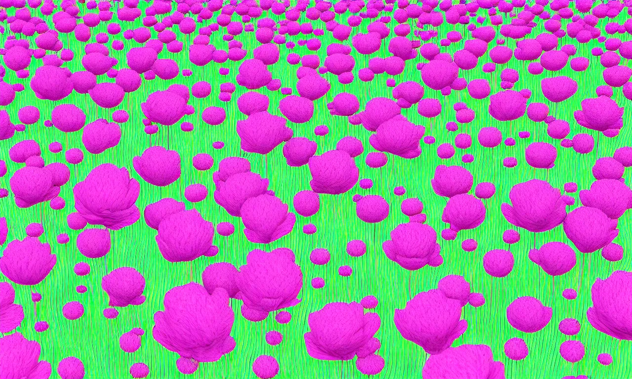 Image similar to twiddle a plopple, field flowers, pastel colors, nordic noire, digital art, 3 d illustration