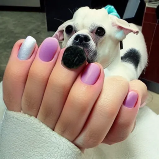 Prompt: nail design dog, realistic,