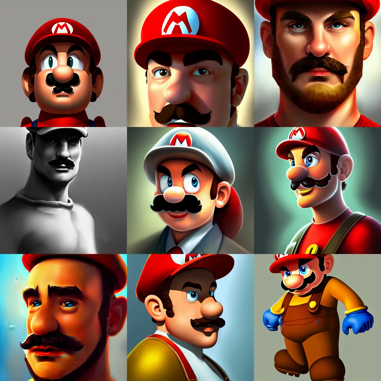 Prompt: portrait of the real life Super Mario, expressive pose, futuristic, highly detailed, digital painting, artstation, concept art, smooth, sharp focus, by quentin tarantino