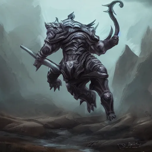 Prompt: epic minotaur beast in armor, artwork, concept art, greek mythology, dark fantasy, digital painting, artstation, d&d