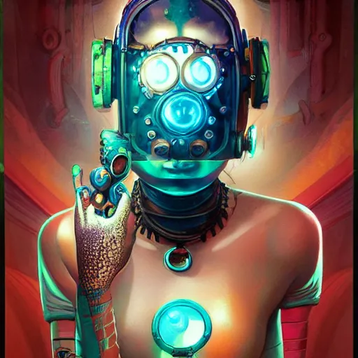 Image similar to lofi underwater cyberpunk bioshock portrait, Pixar style, by Tristan Eaton Stanley Artgerm and Tom Bagshaw.