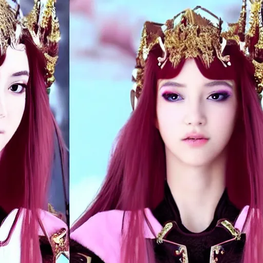 Image similar to Black Pink Lisa as a young elf princess full HD 4K highest quality realistic beautiful gorgeous natural