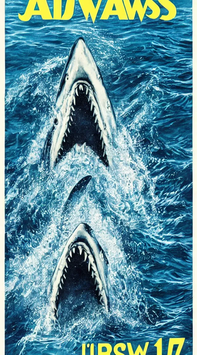 Prompt: a poster of jaws, 1975
