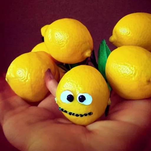 Prompt: a terrified lemon, cute