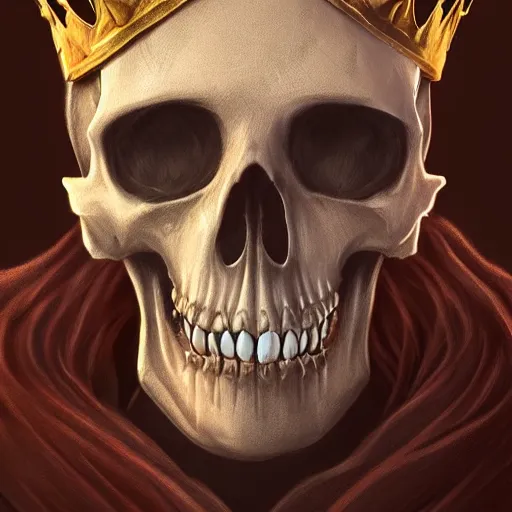 Image similar to Portrait of a skeleton king, digital art, artstation, detailed, realistic