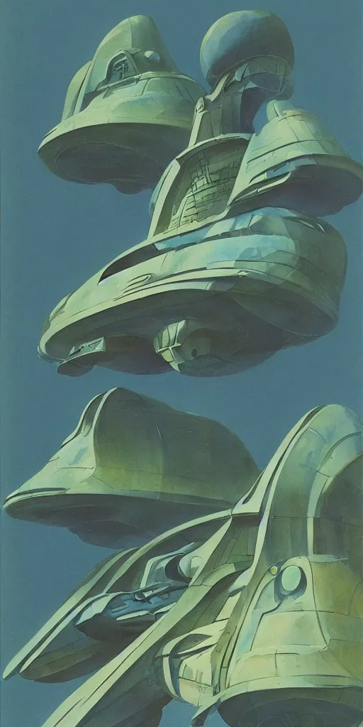 Prompt: a relaxing cinematic water colour of a solarpunk spaceship by roger dean in the style of art - deco art, very, very aesthetic