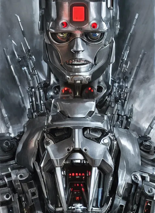 Image similar to portrait of willem dafoe as tinman, cyborg, borg, android, strogg, face of a man, robocop, cable, victor stone, ultron, terminator, machine, flesh, quake, doom demon, wolfenstein, monster, symmetry, symmetrical, concept art by ruan jia and greg rutkowski