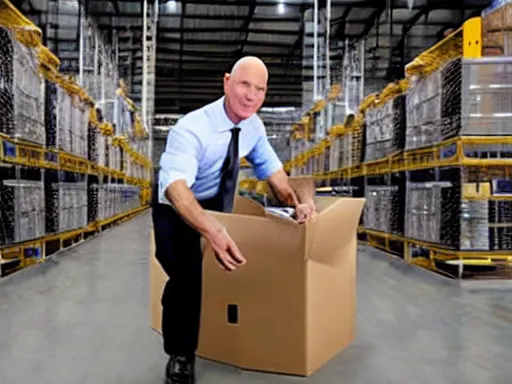 Image similar to jeff bezos working in an amazon warehouse