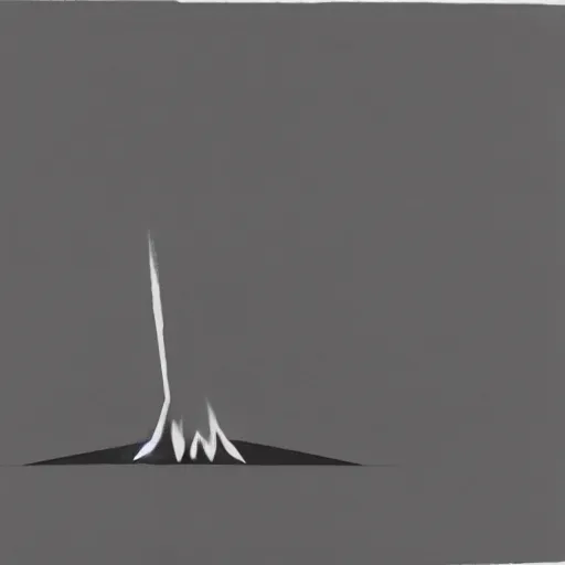 Image similar to 1960s minimalist illustration of a black inert volcano