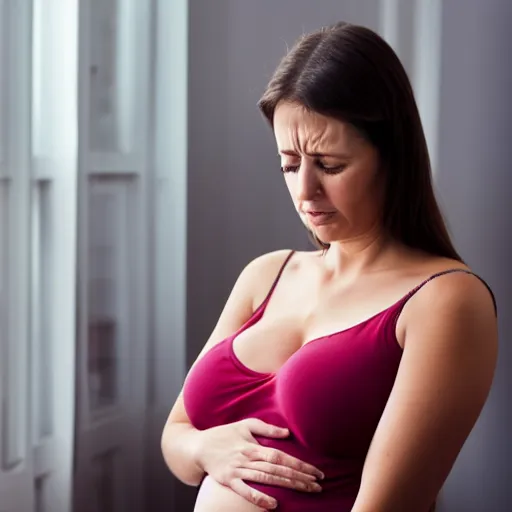 Image similar to pregnant woman uncomfortable with indegestion