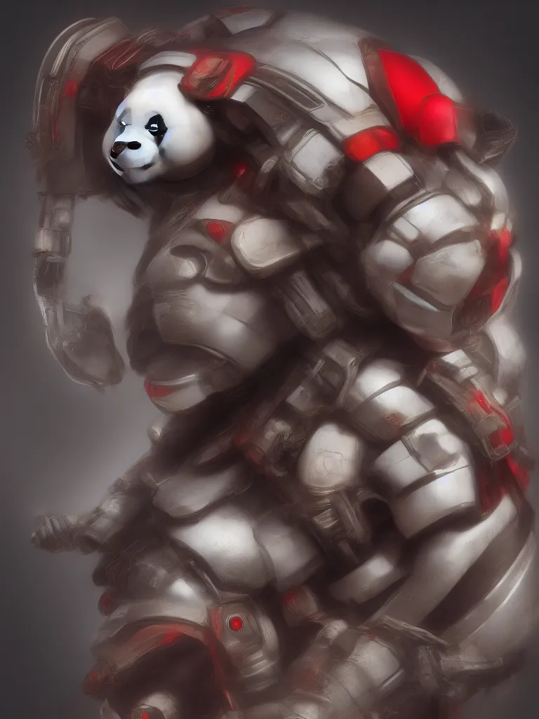 Image similar to “A detailed portrait of a giant robot panda dressed as a samurai, anime, trending on artstation, octane render, cgsociety, 4K, 8K”